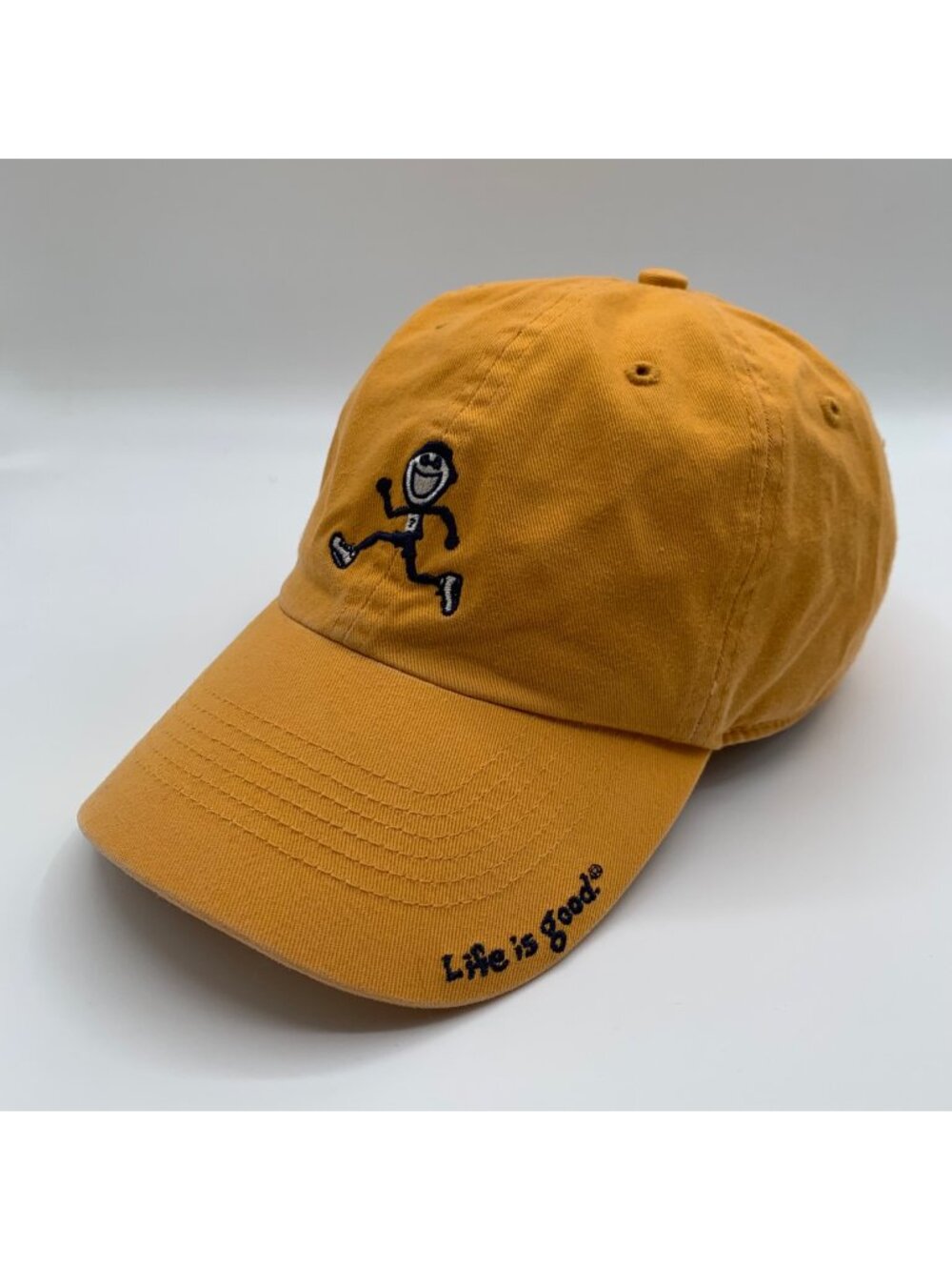 Life Is Good Unisex Running Theme Yellow Gold Relaxed Fit Strapback Hat
